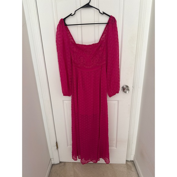Free People Dresses & Skirts - Free People Strangelove Maxi Dress Pink Purple Eyelet Lace Embroidered Sz S
